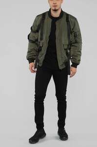 Fashion Nova MEN Smith Bomber Jacket - Olive SIZE MEDIUM